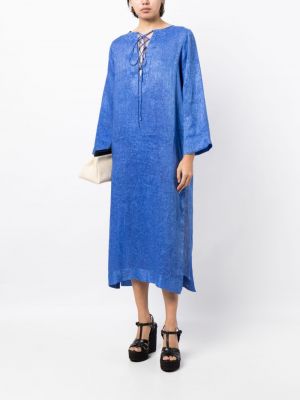 Krajkové lněné šaty Bambah modré