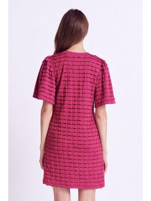 Платье мини с вышивкой из джерси English Factory фиолетовое