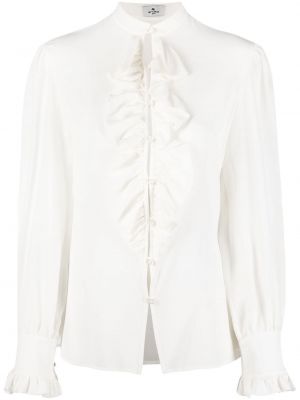 Копринена блуза с волани Etro бяло