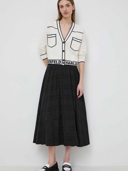 Pamučna maksi suknja Karl Lagerfeld crna