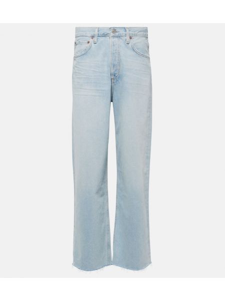 Voľné džínsy s rovným strihom s vysokým pásom Agolde modrá