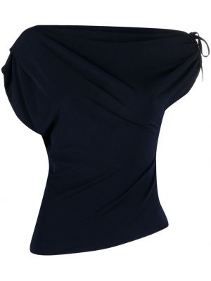 Асиметрична блуза от креп Talbot Runhof синьо