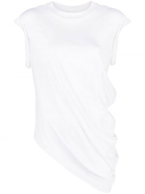 Koszulka bawełniana asymetryczna Alexander Mcqueen biała