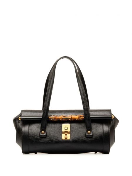 Bambusová kožená kabelka Gucci Pre-owned čierna