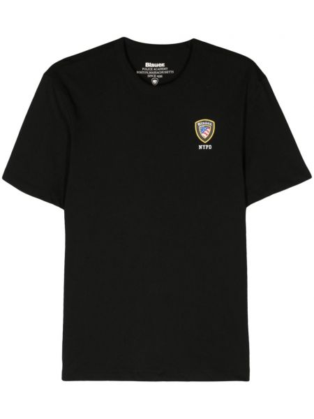Kokvilnas t-krekls ar apdruku Blauer melns