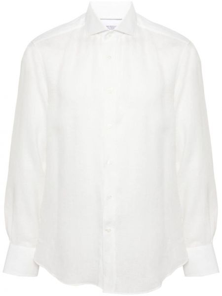 Lněná košile Brunello Cucinelli bílá