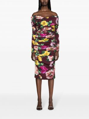 Sukienka midi w kwiatki z nadrukiem Dolce And Gabbana