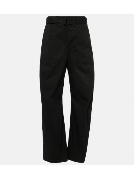 Bavlněné rovné kalhoty Lemaire černé