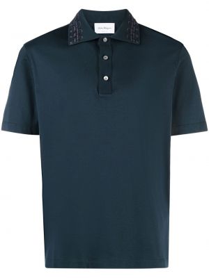 Medvilninis polo marškinėliai Ferragamo mėlyna