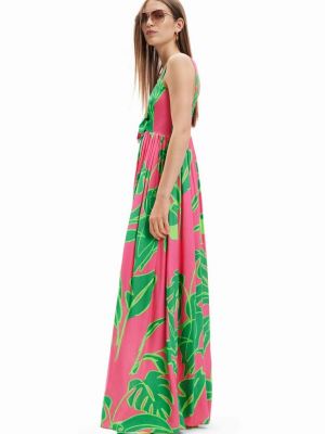 Oversized dlouhé šaty Desigual růžové
