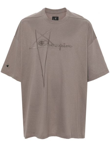 T-shirt brodé en coton Rick Owens X Champion gris