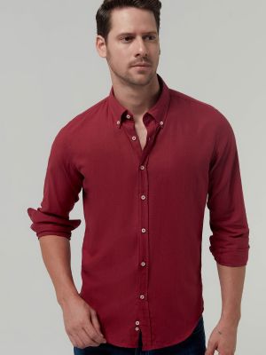 Красная однотонная рубашка приталенного кроя Lumberjack D'S Damat