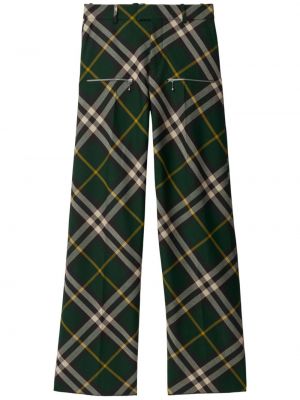 Pantalon en laine à carreaux large Burberry vert