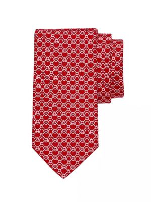 Шелковый галстук с принтом Ferragamo красный