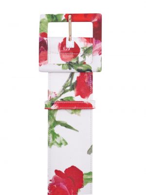 Květinový kožený pásek s potiskem Carolina Herrera bílý