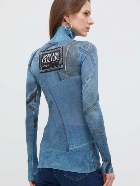 Bavlněný svetr Versace Jeans Couture modrý