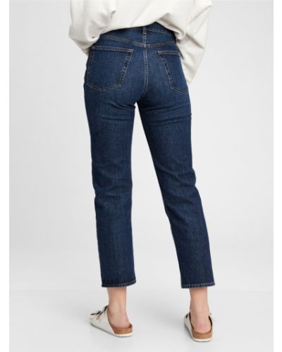 Straight fit džíny s vysokým pasem Gap modré