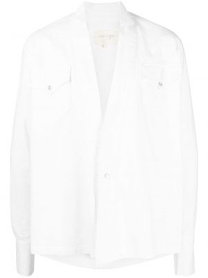 Памучна риза с v-образно деколте Greg Lauren бяло
