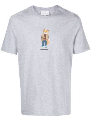 T-shirt aus baumwoll mit print Maison Kitsuné grau