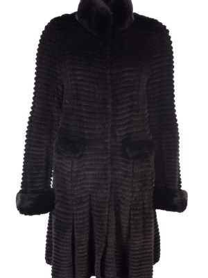 Черное пальто с мехом Symetrie