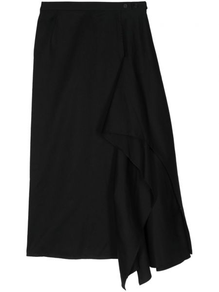 Βαμβακερός μίντι φούστα ντραπέ Yohji Yamamoto μαύρο