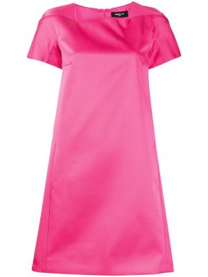 Saténové koktejlové šaty na zip s krátkými rukávy Paule Ka - růžová