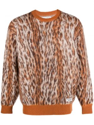 Пуловер с принт с леопардов принт Wacko Maria кафяво