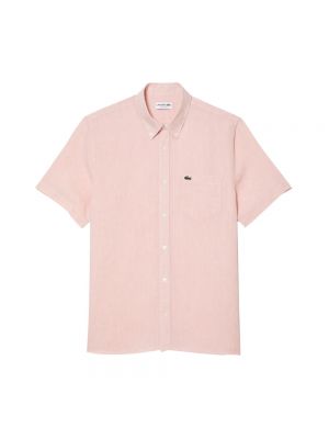 Lniana koszula Lacoste różowa