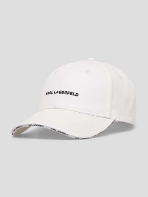 Памучна шапка с козирки с апликация Karl Lagerfeld бяло