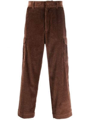 Bombažne hlače iz rebrastega žameta Kenzo rjava