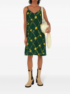 Hedvábné šaty s potiskem Burberry zelené
