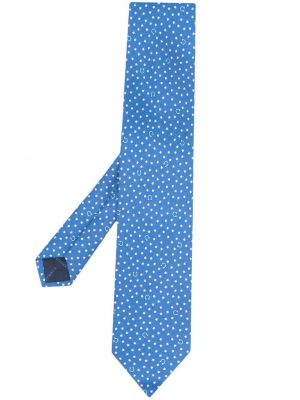 Jedwabny krawat z nadrukiem w gwiazdy Ferragamo niebieski