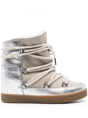 Ankle boots skórzane Isabel Marant srebrne