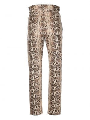 Rovné kalhoty s potiskem s hadím vzorem Simonetta Ravizza hnědé