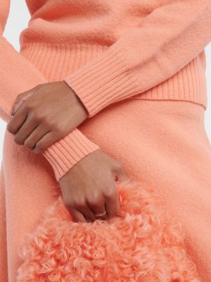 Sweter wełniany Jil Sander pomarańczowy