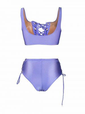 Nėriniuotas bikinis su raišteliais Noire Swimwear violetinė