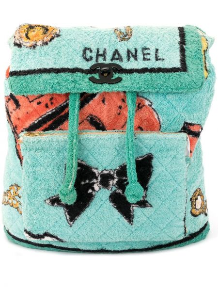Mochila acolchada con estampado de rombos Chanel Pre-owned verde