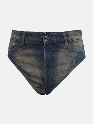Pantaloni scurți din denim cu talie înaltă Y/project albastru