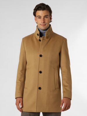 Strellson - Płaszcz męski z dodatkiem kaszmiru – Finchley, beżowy|brązowy