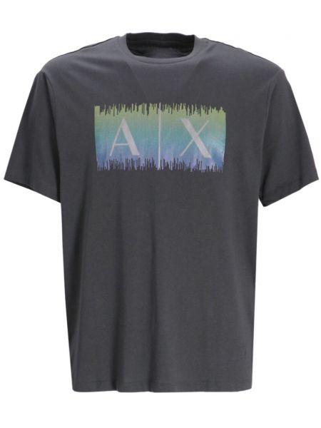 Kokvilnas t-krekls ar apdruku Armani Exchange pelēks