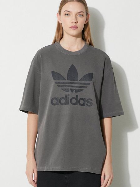 Bombažna majica Adidas Originals siva