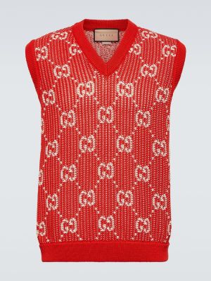 Žakárová bavlnená vesta Gucci červená