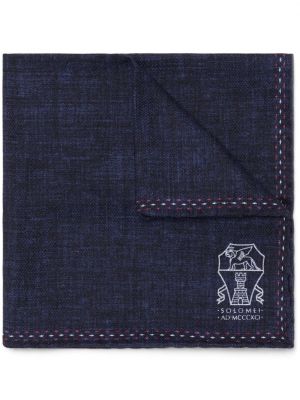 Raštuotas šilkinis kaklaraištis su kišenėmis Brunello Cucinelli mėlyna