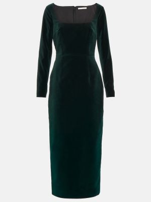 Памучна кадифена миди рокля Emilia Wickstead зелено