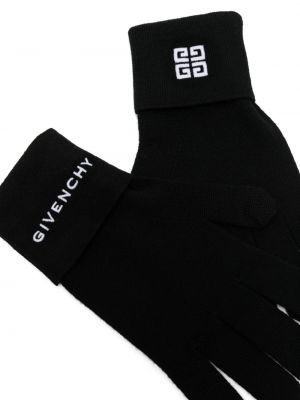 Haftowane rękawiczki wełniane Givenchy czarne