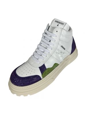 Sneakers di pelle con platform con cristalli Patrizia Pepe bianco
