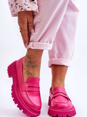 Platform talpú bőr flip-flop Kesi rózsaszín