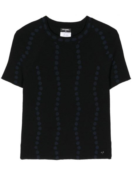 Тениска на точки Chanel Pre-owned черно