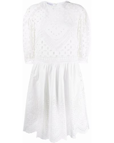 Blonder brodert dress Alberta Ferretti hvit