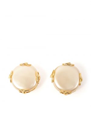 Złote kolczyki perełki Chanel Pre-owned, biały